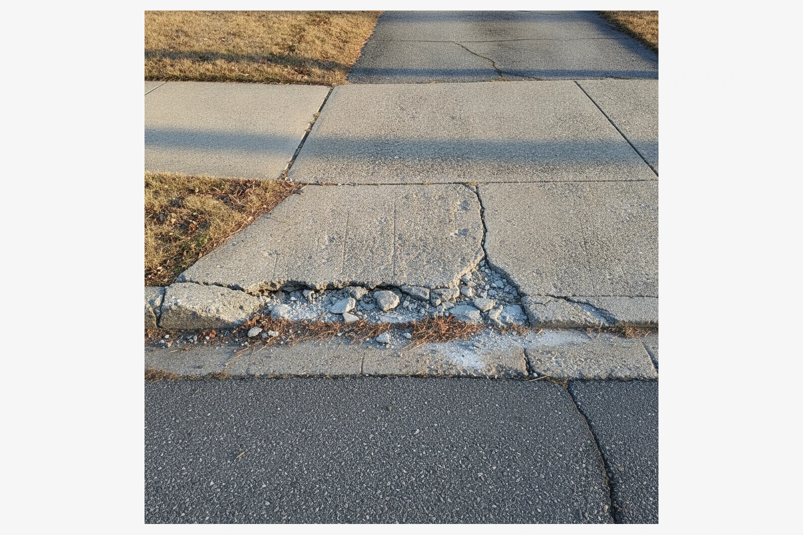 Driveway apron road salt freeze-thaw damage Altoona Pennsylvania Blair County PennDOT salt crumbling street edge